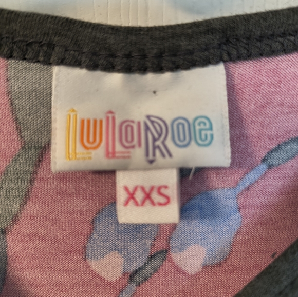 LuLaRoe Women's Top Multicolor Floral on Pink with Gray Sleeves XXS - Picture 2 of 3